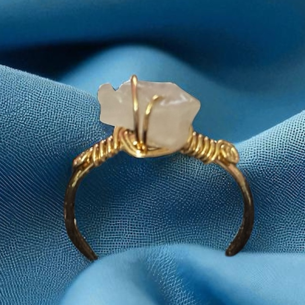 Fine Gold Dipped Handcut Natural Stone Ring - image 1